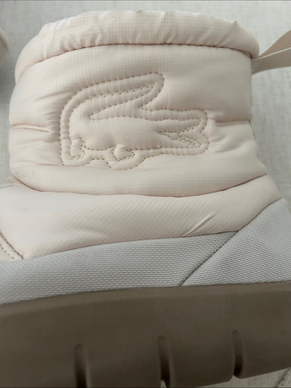 Lacoste Women's Serve Slipper Mid Bootie OFF WHT/LT BRW, size 8, NWT No box - Picture 10 of 12